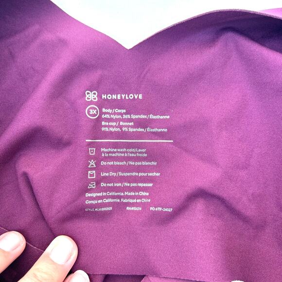 Honeylove Set Bras 3X Blush Maroon Fig Black Big Chest Comfort V-Neck Silhouette - Picture 3 of 8